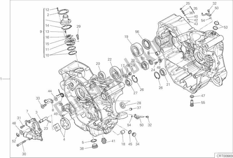 All parts for the 010 - Half-crankcases Pair of the Ducati Monster 821 Dark USA 2015